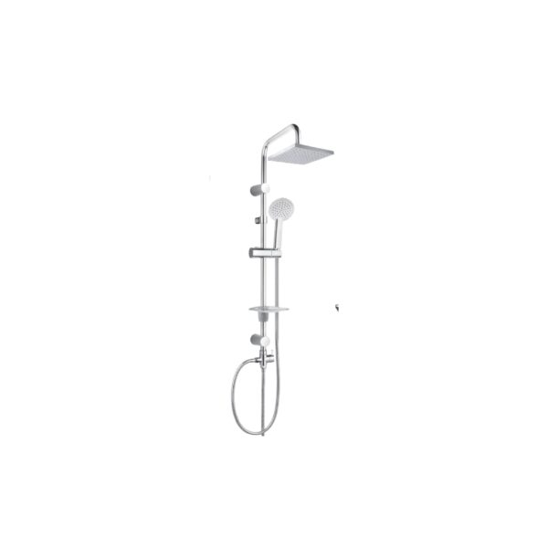 Usponski tuš VELOR Classic - kvadratni (tuš ruža + crijevo + ručica) - chrome