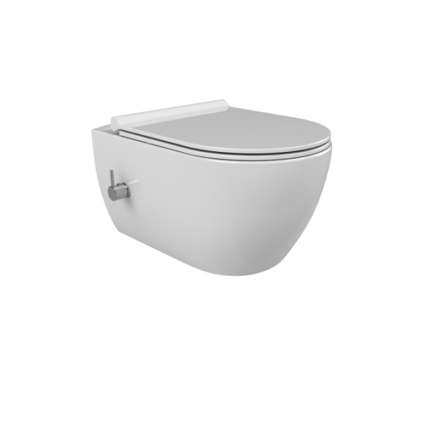 Viseća WC školjka CITY RIMLESS s integrisanom slavinom i daskom